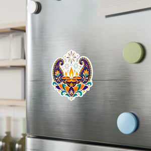 Diwali lotus paisley diyas kiss-cut vinyl decal - home decor decals