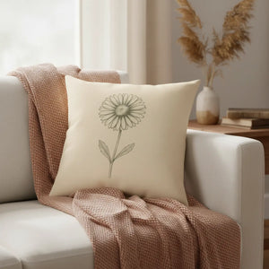 Daisy sketch faux linen throw pillow by DipaliZ in a single ink colour