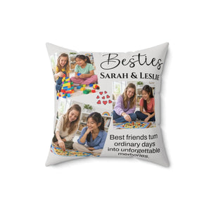 Besties Personalized Photo Pillow — Custom Names & Quote