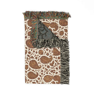 Heavier drape of a woven DipaliZ blanket beside a printed fleece