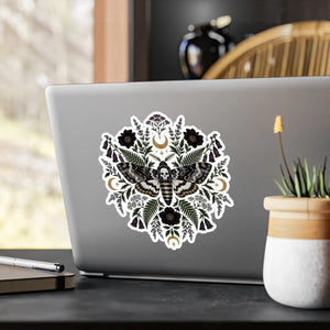 Gothic death’s head moth kiss-cut vinyl decal - home decor decals