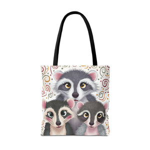 Three Racoons, All Over Print Tote Bag