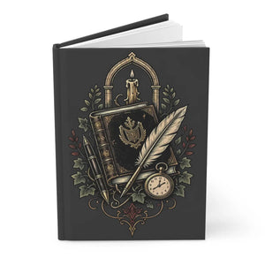 Vintage Quill & Pocket Watch Hardcover Journal