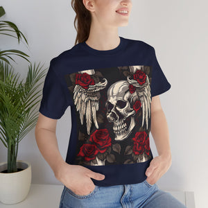 Skulls, Roses and wings for Halloween , Unisex Jersey Short Sleeve Tee