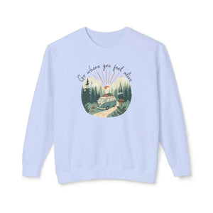 “good things are ahead” scenic cabin sweatshirt - sweatshirts