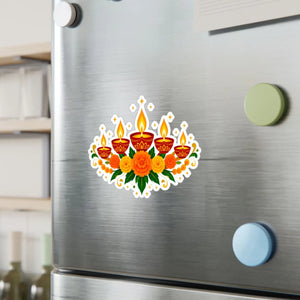 Diwali floral diyas kiss-cut vinyl decal - home decor decals