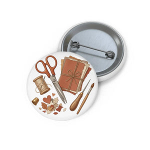 Crafting Tools Pin Button — Cute Scrapbooking & Stationery Badge