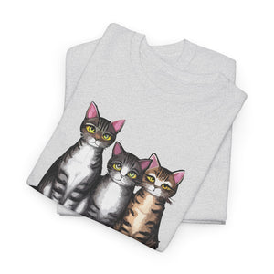 Three Cats, Triple the cuteness, Unisex Heavy Cotton Tee