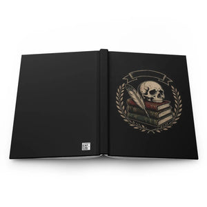 Skull & Books Hardcover Journal — Lined Matte Notebook for Writers, Gothic Study & Halloween Gift