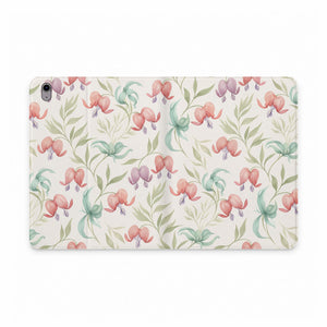 Floral Watercolor Tablet Folio Case — Pink Bleeding Heart Pattern