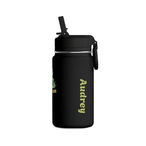Pink Mini Water Bottle with Cute Frog "Toad-ally Slick" Design — Personalized Kids Straw Bottle