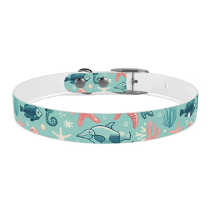 Sea Life Dog Collar — Aqua Fish & Coral Pattern for Pets