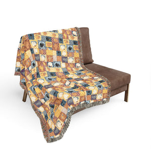 Patchwork Mosaic Woven Blanket — Cozy Boho Throw for Living Room & Gift