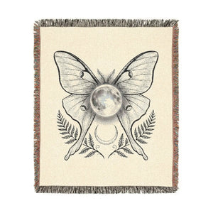 Boho gothic moth blanket from DipaliZ, brand new and printed to order