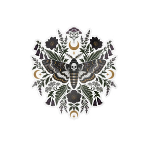 Gothic death’s head moth kiss-cut vinyl decal - home decor decals