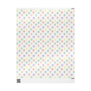 Floral teardrop wrapping paper roll, pastel flowers gift wrap