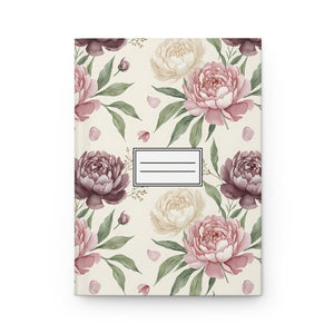 Floral Peonies Hardcover Journal — Vintage Pink Botanical Notebook