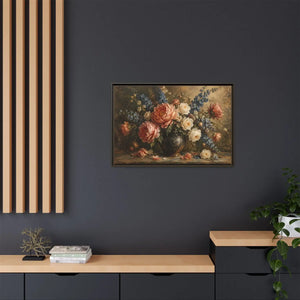 Vintage floral bouquet framed canvas wall art - printable