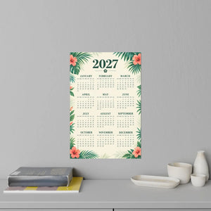 Tropical palm 2027 calendar wall decal by DipaliZ with fronds and blooms