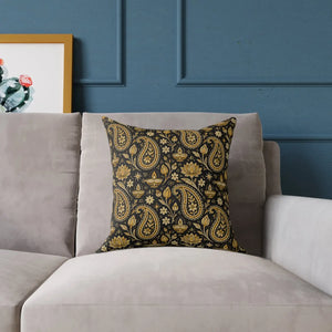 Vintage black and gold paisley pillow - pillows