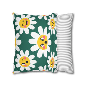 Emotive Daisy Throw Pillowcase — Cute Emoji Flower Decorative Pillow Cover