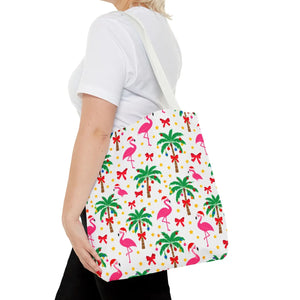 Tote Bag — Tropical Flamingo Palm Print Beach Tote