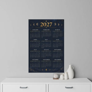 2027 Moon Phase Calendar Wall Decal — Celestial Yearly Planner