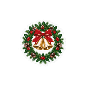 Christmas bell wreath kiss-cut vinyl decal - home decor decals