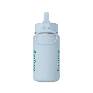Pink Mini Water Bottle with Cute Frog "Toad-ally Slick" Design — Personalized Kids Straw Bottle