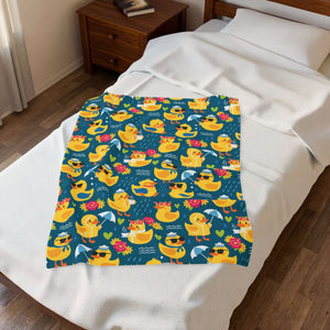 Rubber Duck Swim Velveteen Plush Blanket — Cozy Baby & Kids Throw