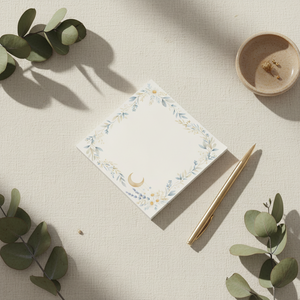 Moon & Wildflower Post-it Note Pads — Floral Sticky Notes for Desk, Planner & Gifts