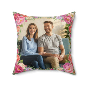 Floral Photo Pillow – Personalized Square Decorative Throw Pillow