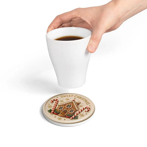 Christmas Gingerbread Coaster - "Sweet Christmas" Ceramic Holiday Drink Coaster