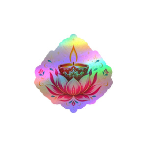 Lotus diya kiss-cut vinyl decal for diwali - home decor decals