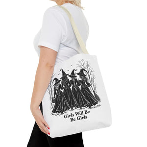 Witch Sisters Tote — “Girls Will Be Girls” Halloween Tote Bag