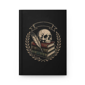 Skull & Books Hardcover Journal — Lined Matte Notebook for Writers, Gothic Study & Halloween Gift