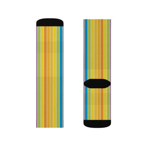 Colorful Rainbow Stripe Cats Sublimation Socks