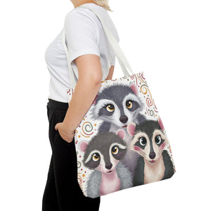 Three Racoons, All Over Print Tote Bag