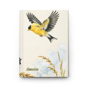 Personalized name songbird & wildflower hardcover journal - journals