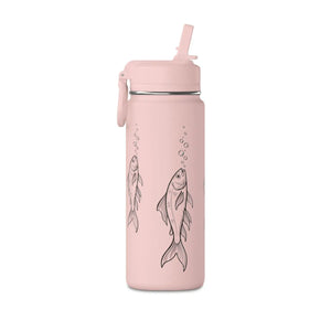 Fish Sketch Water Bottle — Illustrated Koi Design, Leak‑Proof Sports Bottle