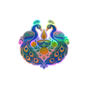 Peacock diya kiss-cut vinyl decal - home decor decals