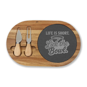 Life is short lick the bowl charcuterie board | engraved cheese slate - cutting boards