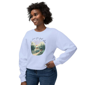 “good things are ahead” scenic cabin sweatshirt - sweatshirts