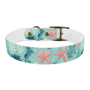 Sea Life Dog Collar — Aqua Fish & Coral Pattern for Pets
