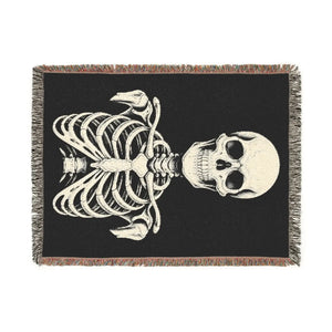 DipaliZ skeleton blanket weave and edge, gothic Halloween home decor