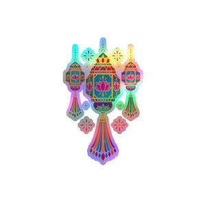 Colorful diwali lantern kiss-cut vinyl decal - home decor decals
