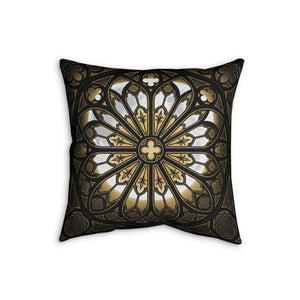 Medieval stained glass medallion on a DipaliZ decorative pillow