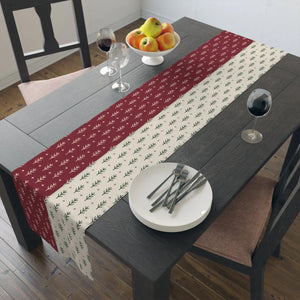 Rust & Cream Minimal Pine Table Runner — Rustic Holiday Dining Decor
