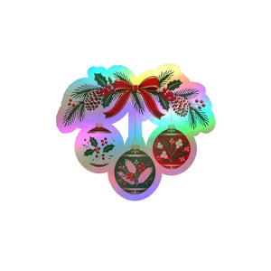 Christmas ornament wreath kiss-cut vinyl decal - home decor decals