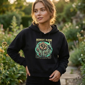 Midnight bloom floral skull hoodie - hoodies